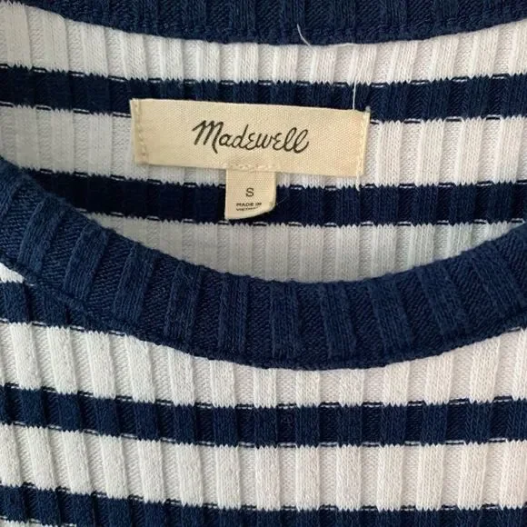 Madewell Ribbed Tank Midi Dress Stripe Size Small - Picture 6 of 8